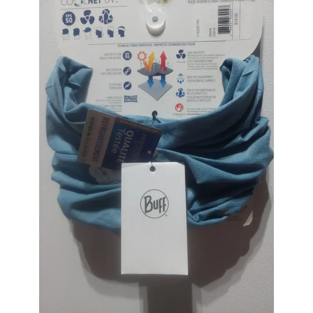 New BUFF Adult Lightweight Coolnet UV Insect Shield Neck Gaiter Headband Blue